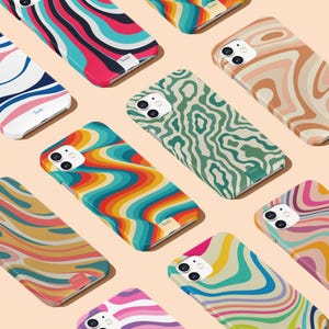 Tirita Phone Case Cover Vintage Groovy Wavy Funky Colourful Waves Lines for iPhone 16 16e 15 14 13 12 11 SE & Samsung Galaxy S24 S23 S20