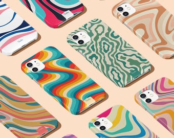 Tirita Phone Case Cover Vintage Groovy Wavy Funky Colourful Waves Lines for iPhone  17 17e 16 15 14 13 12 SE Pro Max & Samsung S25 S24 S23
