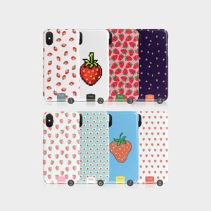 Tirita Hart Handytasche Polka Erdbeere Sommer Frühling rote Früchte für iPhone 15 14 13 12 11 Xs 5s 8 SE 6s Samsung Galaxy S20 S10