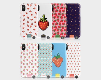 Tirita coque de téléphone rigide polka fraise été printemps fruits rouges pour iPhone 14 13 12 11 Xs 5s 8 SE 6s Samsung Galaxy S20 S10