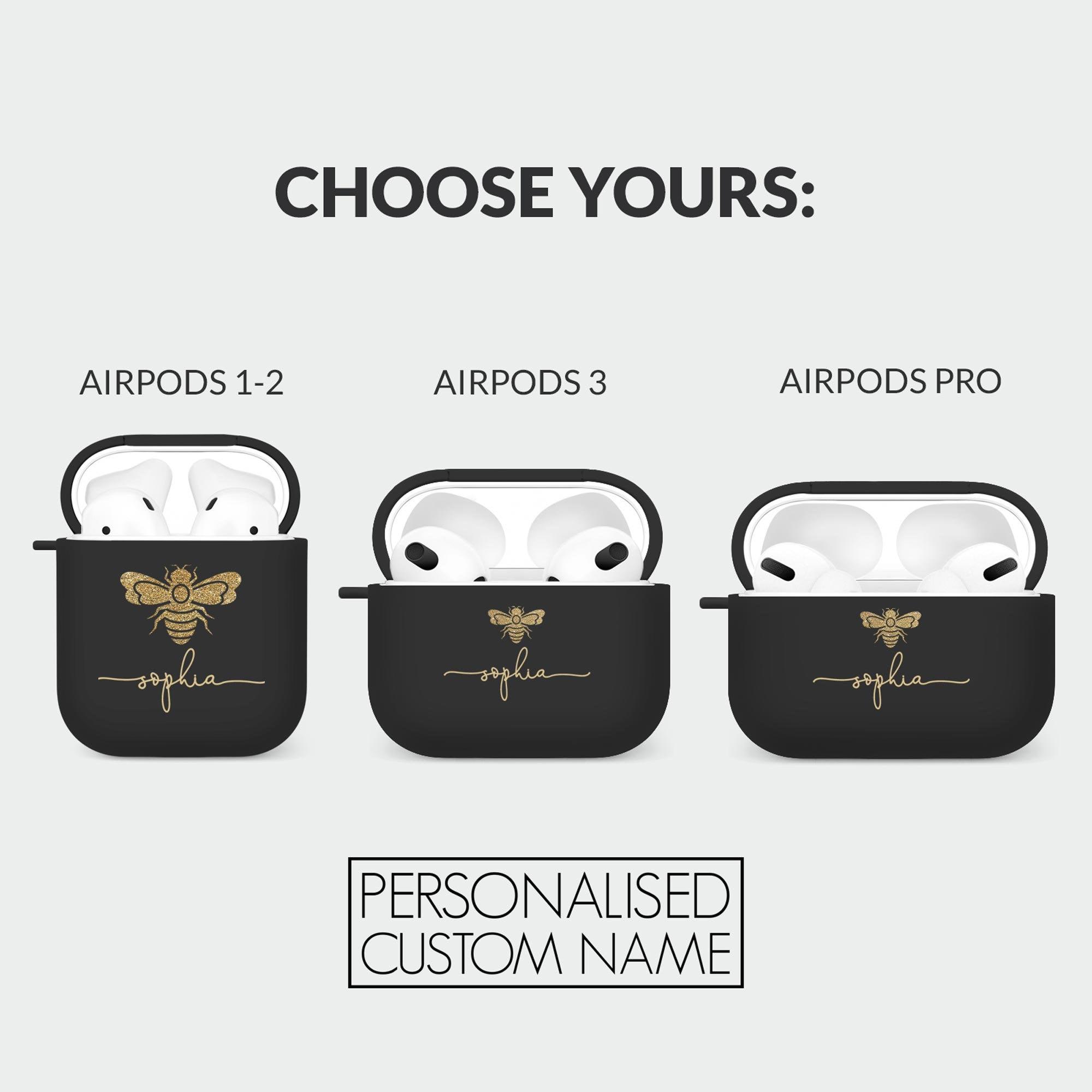 Personalised Airpods Case Cover | Soft Shell For Airpods Pro 1 2 3 | Rose Gold Stars Flowers | Roses Honeybee Name |Monogram Glitter