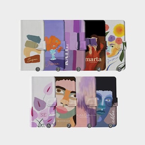 Tirita Gepersonaliseerde Portemonnee Flip Case Custom Minimalist Modern Pastel Art Gallery voor iPhone 16 15 14 13 12 11 8 XR SE Samsung Galaxy S20 S10