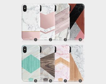 Tirita Hard Phone Case Marble Woodgrain Granite Chevron Texture Rose Gold for iPhone 12 5 5s SE 6 6s 7&8 + X Xs Samsu