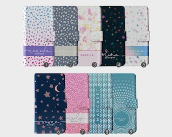 Tirita Personalised Wallet Phone Case Custom Stars Moon Spots Abstract Circle for iPhone 16 16e 15 14 13 12 11 pro max Samsung S23 S22 S20