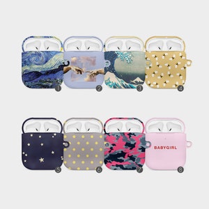 Tirita AirPod Case Cover voor AirPods 1 2 3 en AirPods Pro 1 Esthetisch voor meisjes Designer-hoesje met clip Sleutelhanger Hokusai Van Gogh Camo