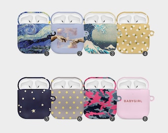 Tirita AirPod Case Cover for AirPods 1 2  and AirPods Pro 1 Aesthetic For Girls Designer UK Clear Case with Clip Keychain Stars Camouflage