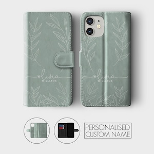 Tirita Personalised Wallet Flip Case Custom Aesthetic Earthy Tones Nature Minimalistic for iPhone 15 14 13 12 11 8 Xs SE 2022 Samsung Galaxy 01
