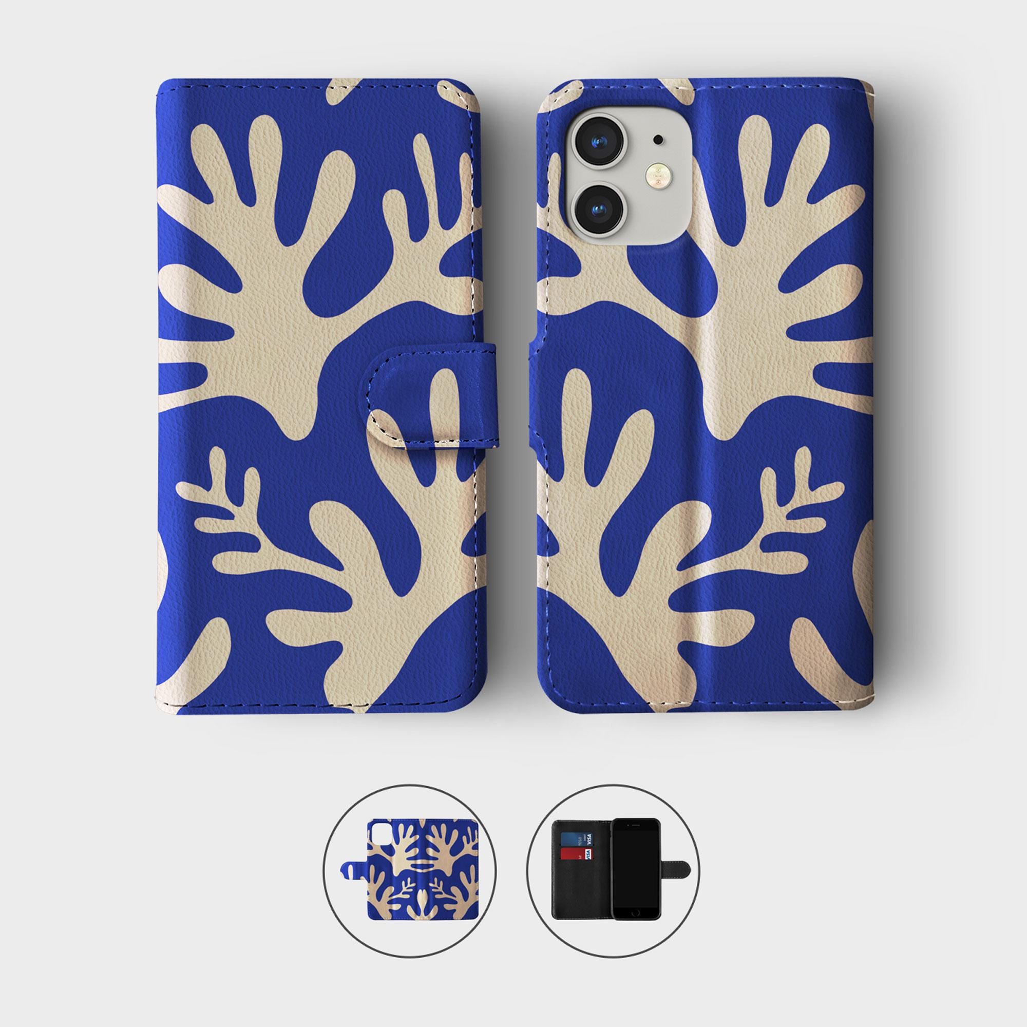 Custodia per telefono in pelle con portafoglio personalizzato con monogramma, motivo floreale primaverile, oro, nome per iPhone 15, 14, 13, 12, 11, 5s SE, 6s, 7, 8 Plus, Xr, Xs Max - Italia