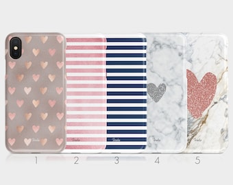 Tirita Hard Phone Case Rose Gold Silver Hearts Striped Marble Printed Glitter for iPhone 15 14 13 12 11 Xs 5s 8 SE 6s Samsung Galaxy S20 S10