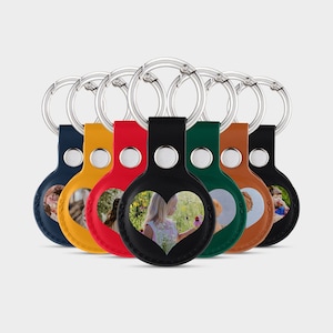 Personalised Custom Photo Picture Image AirTag Keyring Holder for Apple AirTag -  Case with Key Ring for Apple Air Tag - Heart Shape Photo