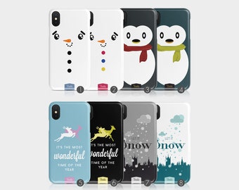 Tirita Hard Phone Case Snow City Winter Christmas Penguin Reindeer Snowflakes iPhone 12 5 SE 6 6s 7&8 + X Xs Samsung Motorola LG Huawei HTC