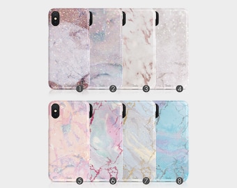 Tirita Hard Phone Case Marble Colourful Swirl Printed Glitter Silver Gold for iPhone 15 14 13 12 11 Xs 5s 8 SE 6s Samsung Galaxy S20 S10