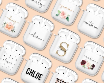 Tirita Personalised AirPod Case Cover for AirPods 1 2 3 4, AirPods Pro 3 2 1 Cute Designer Girls Designer UK Case with Clip Keychain