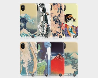 Tirita Capa de telefone rígida Geisha Hokusai Arte japonesa Paisagem Natureza para iPhone 12 11 5 5s SE 6 6s 7 e 8 + X Xs Samsung Motorola LG Huawei HTC