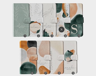 Tirita gepersonaliseerde portemonnee flip case aangepaste esthetische aardse tinten natuur minimalistisch voor iPhone 15 14 13 12 11 8 Xs SE 2022 Samsung Galaxy
