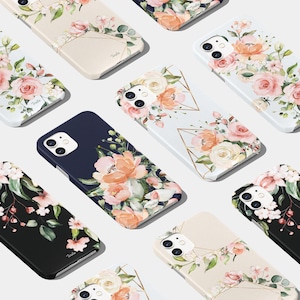 Funda para teléfono Tirita con diseño floral de rosas inglesas, peonías vintage, estilo shabby chic para iPhone 16, 16e, 15, 14, 13, 12 Pro Max, Samsung S24, S23 y S22.