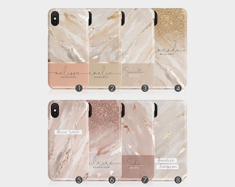 Tirita Personalised Case Custom Cover Marble Rose Gold Ombre Sequin Name for iPhone 15 14 13 12 11 6 7 8 10 SE 2020 Samsung Galaxy