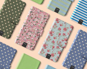 Tirita Wallet Leather Flip Phone Case English Roses Shabby Chic Vintage Stripes Polka Dots for iPhone 16 16e 15 14 13 12 5s SE 8 Plus XS Max