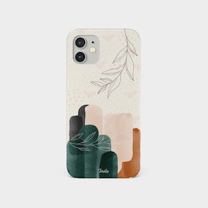 Étui rigide pour téléphone Tirita, esthétique minimaliste, tons terre, feuilles nature pour iPhone 15 14 13 12 5 SE 6 6s 78 X Xs Samsung S20 S10 S9 image 4