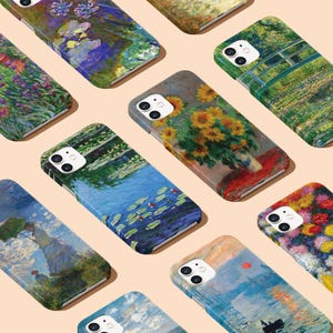 Custodia per telefono per iPhone 16 15 14 13 12 SE Pro Max e Samsung S24 S23 / Custodia rigida per cellulare Dipinti famosi Monet Claude Ninfee Alba