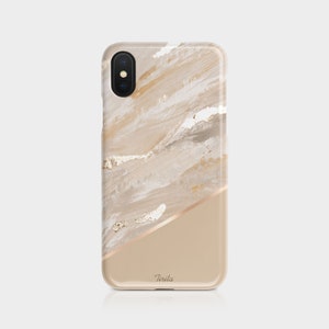 Tirita Phone Case Cover Marble Gold Foil Ombre Rose Gold Beige Gradient Luxury for iPhone 15 14 13 12 11 6 7 8 10 SE Samsung Galaxy S20 S10 02- Beige Gold Line