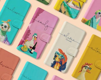 Personalised Wallet Phone Case | Iphone 18 Pro Max & 17 | Iphone 16 Pro | Iphone 15 | Iphone 14 | Iphone 13 | Samsung S25 Retro Dogs Ducks