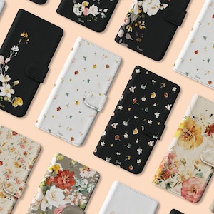 Tirita Wallet Flip Phone Case com porta-cartões Floral Roses Vintage Cherry Blossom para iPhone 16 15 14 13 12 5 SE 6 7 8 Samsung S20 S10 S9