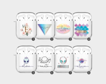 Tirita Personalisierte AirPod Case Cover für AirPods 1 2 3 4, AirPods Pro 3 2 1 Süßer Alien Für Mädchen Designer UK Klare Hülle mit Clip Schlüsselbund