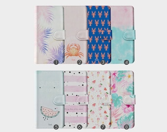 Tirita Wallet Cuero Flip Phone Case Cangrejos Langostas Hojas de Palma Sandía Floral para iPhone 15 14 13 12 11 5 SE 6s 7 8 Plus X Xr Xs Max