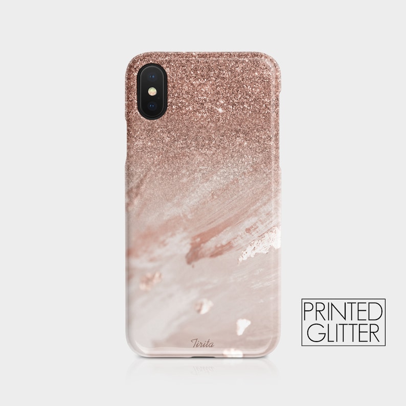 Tirita Phone Case Cover Marble Gold Foil Ombre Rose Gold Beige Gradient Luxury for iPhone 15 14 13 12 11 6 7 8 10 SE Samsung Galaxy S20 S10 06- Sequin Rose Gold