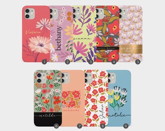 Tirita Personalised Phone Case Cover Flowers Pastel Crayon Spring Floral for iPhone 14 13 12 11 6 7 8 10 SE 2022 Samsung Galaxy S20 S10 S9