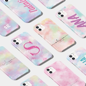 Personalised Case Cover Clouds Colourful Name Rainbow Cute Gradient for iPhone 17 16 15 14 13 12 Pro Max Plus Samsung S25 S24 S23 S22