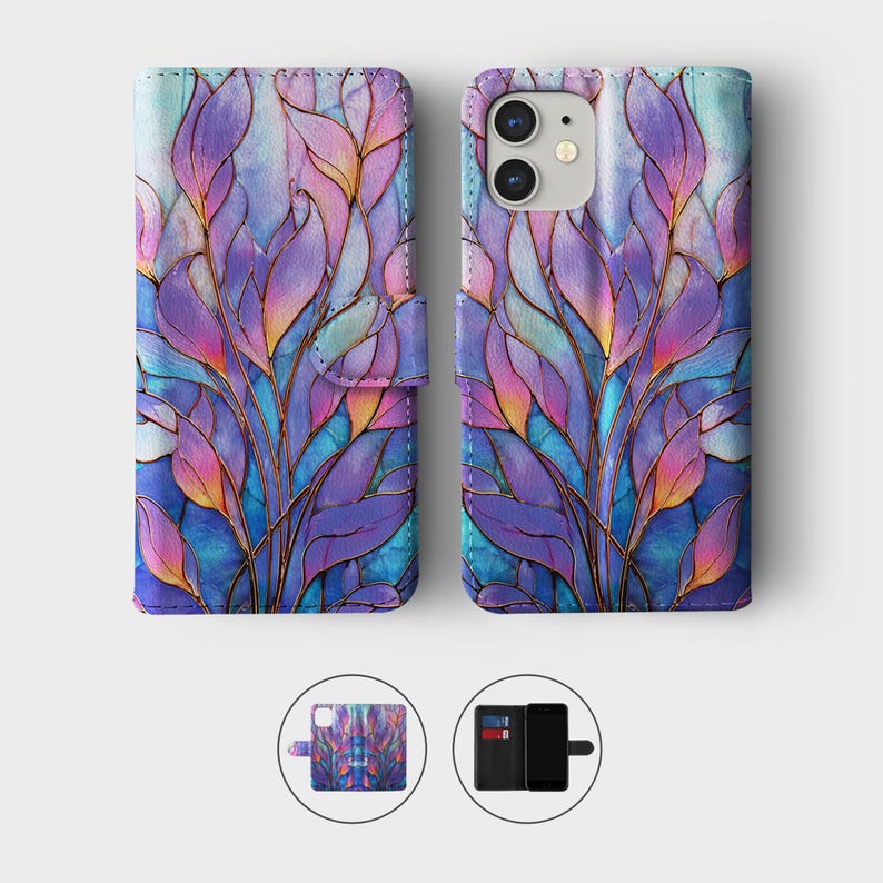 Plånboksfodral i målat glas | iPhone 17-fodral | iPhone 16 | iPhone 13 | iPhone 15 | iPhone 14 | iPhone 11 Pro Max Plus | S22 S24 S25 04