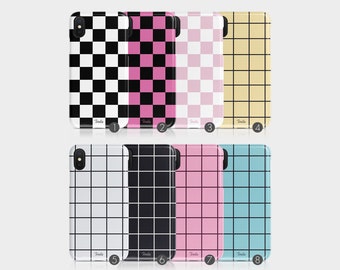 Tirita Hard Phone Case Karomuster Karierte Quadrate Schwarz Weiß für iPhone 15 14 13 12 11 5 5s SE 6 6s 7&8 Plus Xs Max Xr Samsung S20 S10