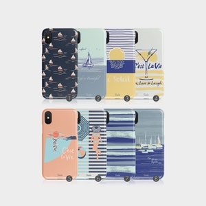 Tirita Hard Phone Case Seaside Summer Boats Beach Riviera for iPhone 12 11 5 5s SE 6 6s 7&8 + X Xs 11 Samsung S20 Motorola LG Huawei