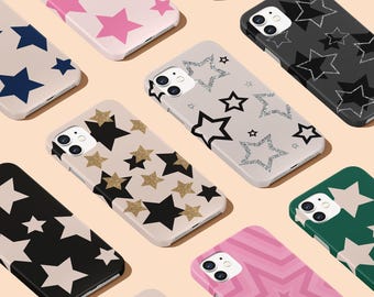 Phone Case for iPhone 17 16 15 14 13 12 Pro Max & Samsung S25 S24 S23 S22 | Hard Cell Phone Cover Stars Gold Black Silver Aesthetic Starry