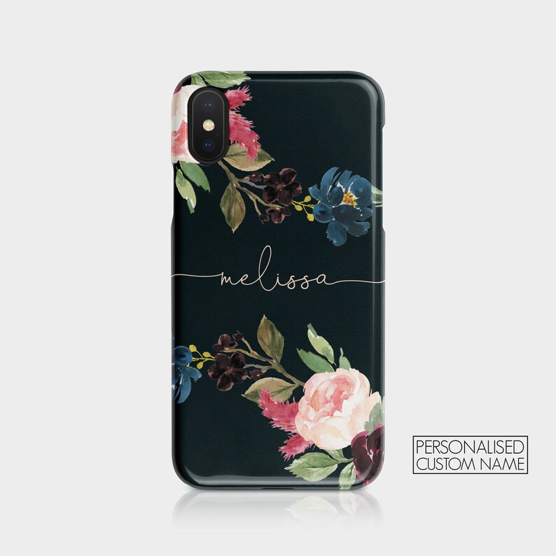 Personalised Initials Custom Hard Phone Case Floral English Roses Vintage Flowers Gold Name for iPhone 15 14 13 12 5 SE 6 7 8 Samsung S20 01