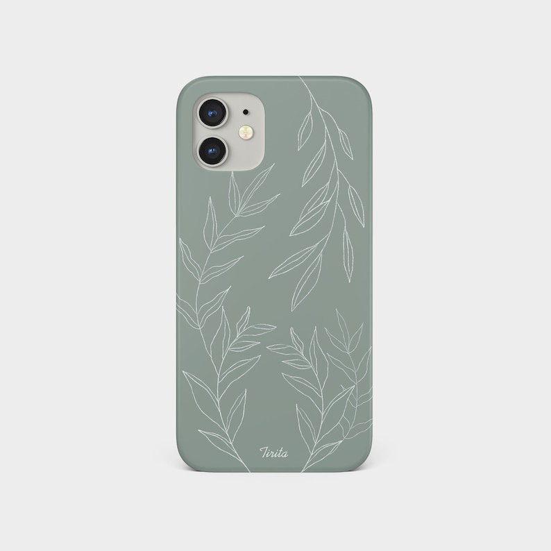 Étui rigide pour téléphone Tirita, esthétique minimaliste, tons terre, feuilles nature pour iPhone 15 14 13 12 5 SE 6 6s 78 X Xs Samsung S20 S10 S9 image 2