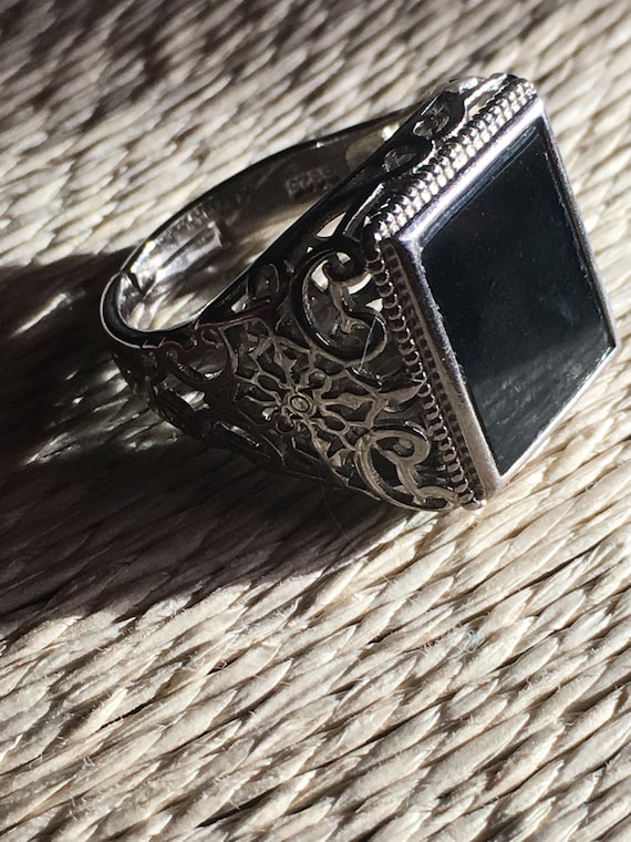 Jadeite Jade Forest Green Black Rectangular Authe… - image 3