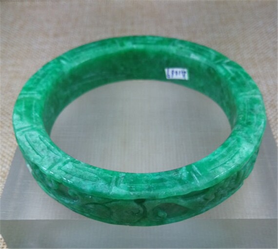 62 5mm Green Fei Cui Jadeite Jade Bangle 669 Etsy