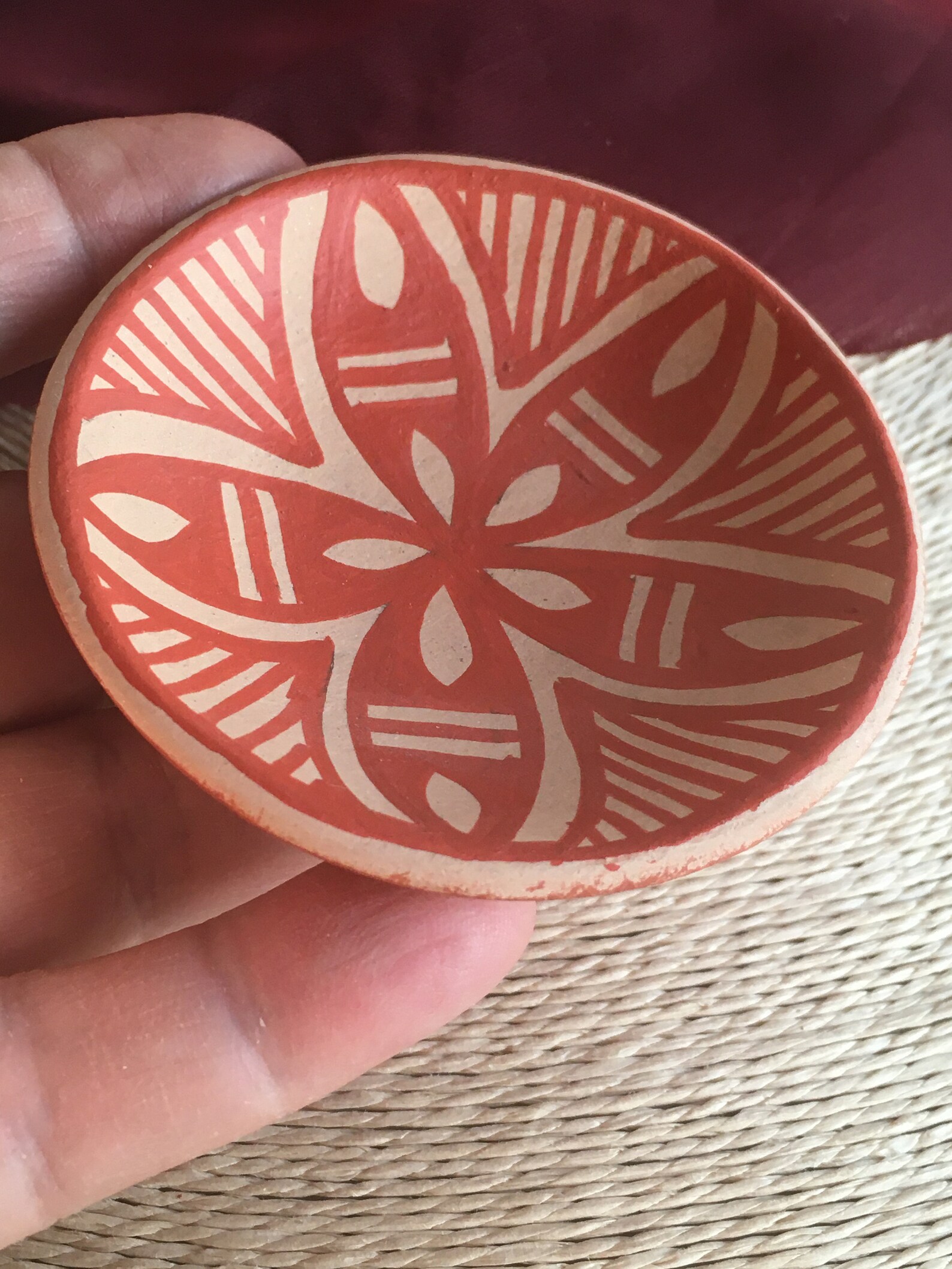 Rare Orange Pottery Southwest Acoma Pueblo Older Traditional Small ...