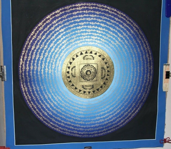 26.5インチ x26.5インチ オリジナル チベット ネパール 手描き タンカ