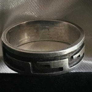 Sz11.5 Navajo Made Ring .925 Anodized Silver Engraved Gem Women Men Jewelry Sz 11.5
