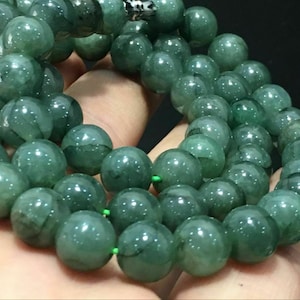 Dark Green Jadeite Jade Certified Type A Yoga, Mala, Bracelet Necklace 8mm