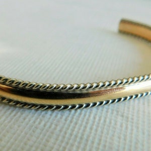 Cuff 12K Gold F. Signed Authentic Navajo Sterling Silver Bracelet Cuff Unisex Exquisite!  Medium to Large Wrist #ManJewelry