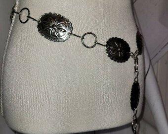 Antique Silver Metal Mix and Button Concho Belt 38 inch or Use for Hat or Necklace