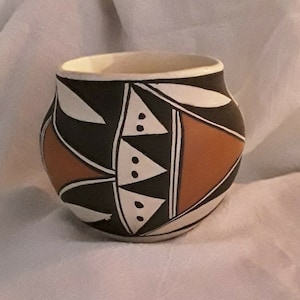 Keramik Südwest Acoma Pueblo ältere traditionelle Mid-Size-Schale Vintage signiert GS 4 &quot;x 3,5&quot;