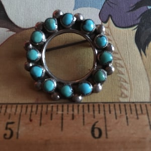 Blossom VINTAGE Blue Green TURQUOISE using 12 pieces of Royston and Fox Turquoise Brooch Sterling Silver