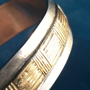 Cuff 12K Gold F. Signed Authentic Navajo Sterling Silver Bracelet Bangle Vintage Unisex Small to Medium Wrist