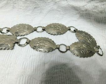 Antique Silver Metal Mix and Button Concho Belt 32 inch or Use for Hat or Necklace